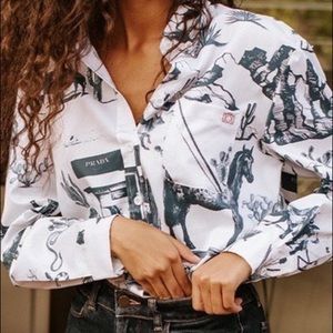 Marfa Oxford button up with “Prada Marfa” detail